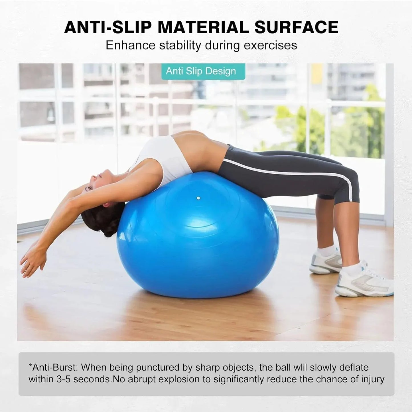 Sports Yoga Fitness Exercise Balls Thickened Non-slip Blue PVC Material 55cm Core Balance Training Balance Exercise Ball Pilates Ball With Pump