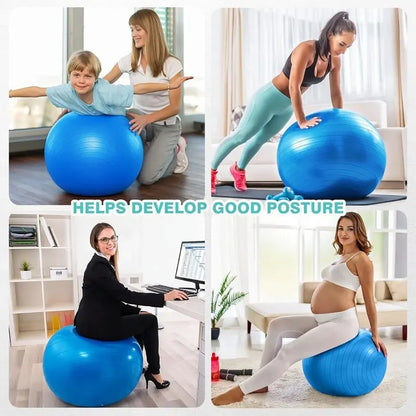 Sports Yoga Fitness Exercise Balls Thickened Non-slip Blue PVC Material 55cm Core Balance Training Balance Exercise Ball Pilates Ball With Pump